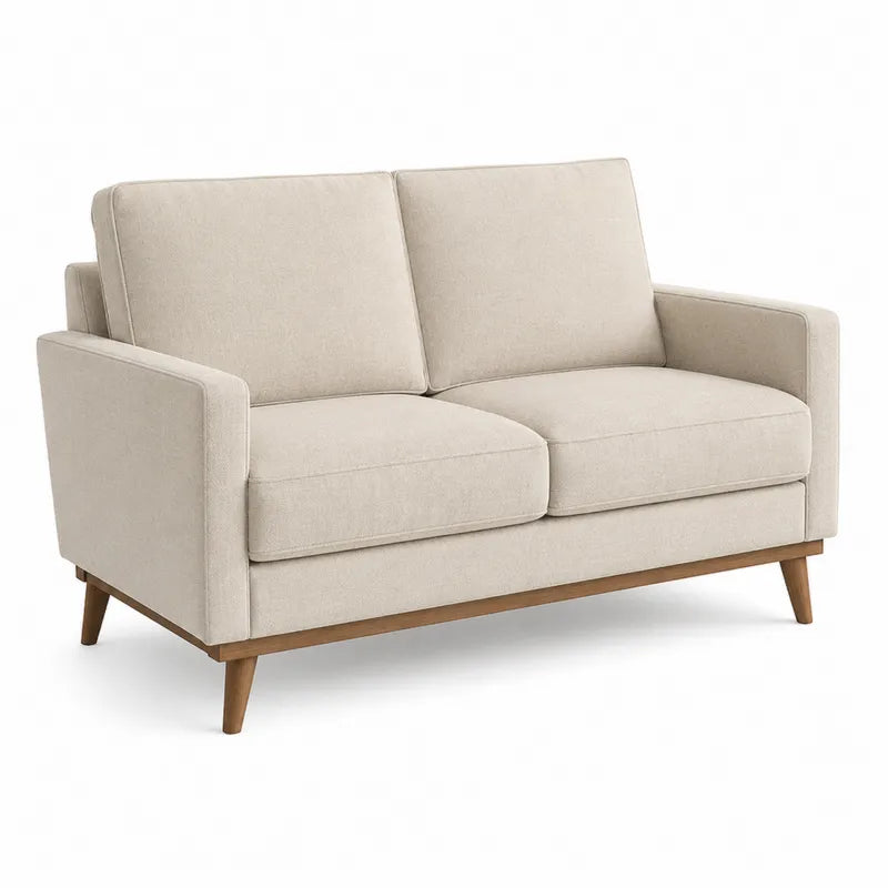 Sofa dwuosobowa z drewnianymi nogami, bawe?niana,