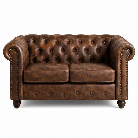 Dwuosobowa sofa Chesterfield z br?zowej sk¨®ry