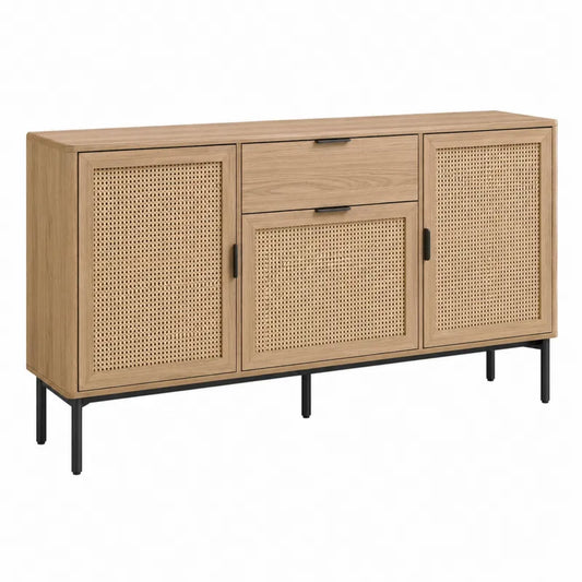 Kredens z drewna d?bowego i rattanu 150x40x80