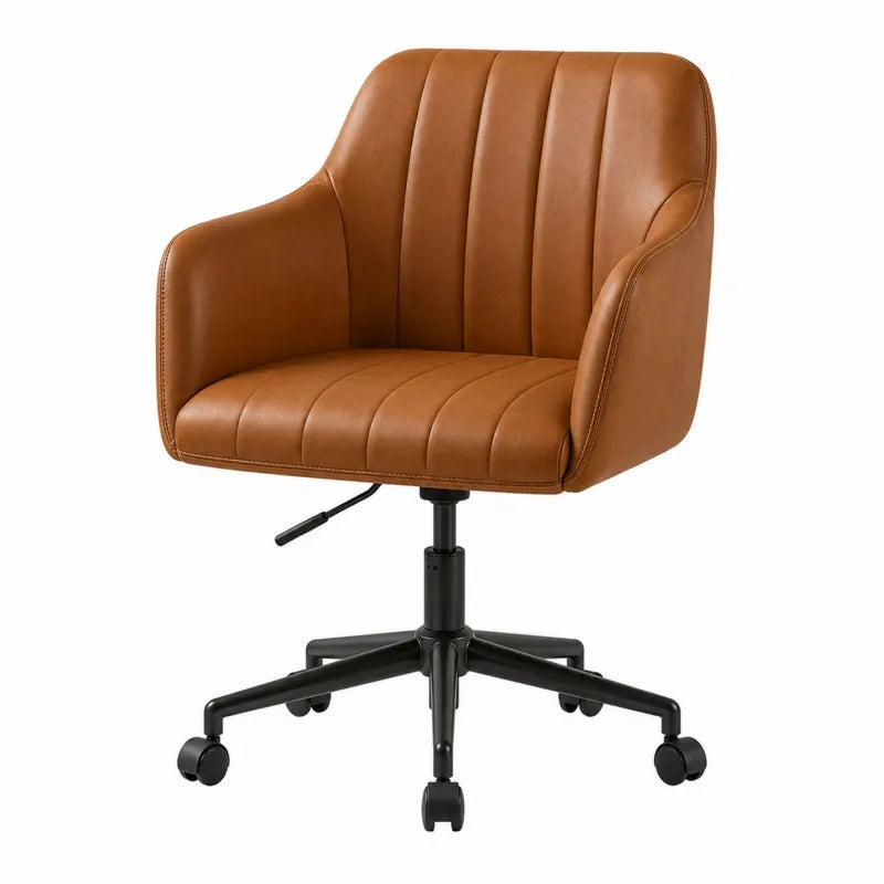 Krzes?o biurowe z pod?okietnikami, br?zowe, sk¨®ra ekologiczna, 85