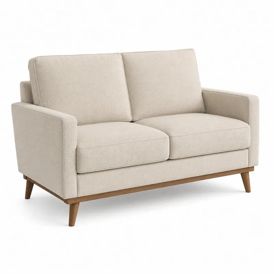 Sofa dwuosobowa z drewnianymi nogami, bawe?niana,