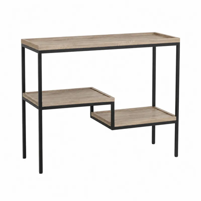 Konsola z p¨®?kami z p?yty wi¨®rowej i stalow? ram? jasnobr?zowa 80x30x75