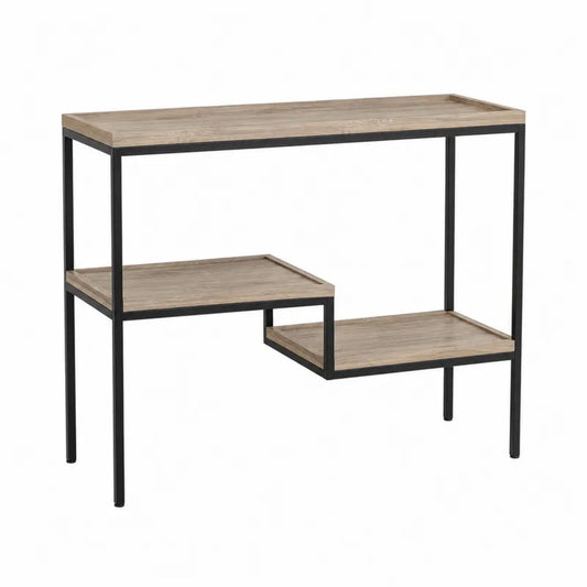 Konsola z p¨®?kami z p?yty wi¨®rowej i stalow? ram? jasnobr?zowa 80x30x75