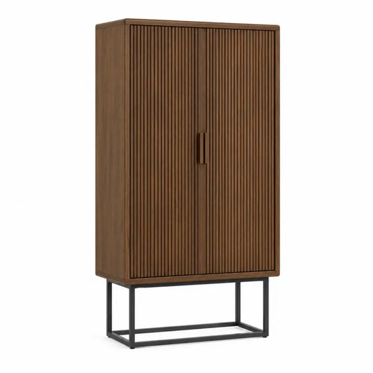 Szafka drewniana z metalow? podstaw? br?zowa 180x90x45