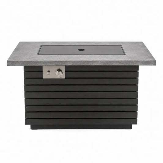Prostok?tny st¨®? ogrodowy z paleniskiem betonowym i metalowym 120x70x50