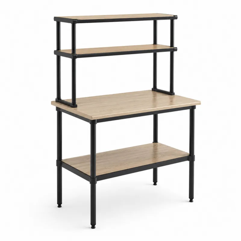 Rega? kuchenny 3-poziomowy drewniany d?b czarny stal 120x60x150