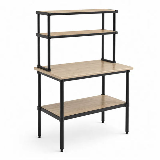 Rega? kuchenny 3-poziomowy drewniany d?b czarny stal 120x60x150
